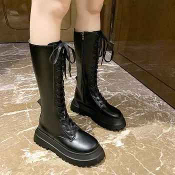 

2020 New Style for Autumn and Winter Boots Women's Cross Strap Dr. Martens Boots Women's British-Style Platform Boots