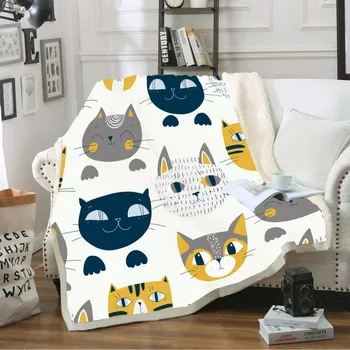 

Cartoon Cat Home Blanket Antelope Giraffe Print Animals Sherpa Blanket Coral Blanket Kids Bedding Nap Throw Blanket 150x200cm