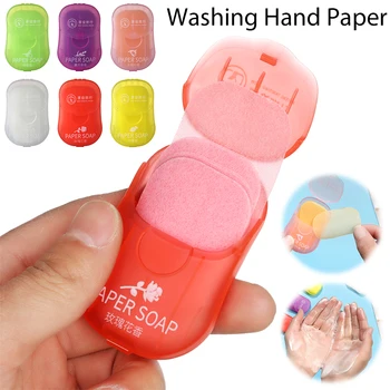 

6PCS/Set Disposable Soap Paper Flakes Clean Scented Slice Foaming Box Mini Soap Portable For Outdoor Camping Travel Use