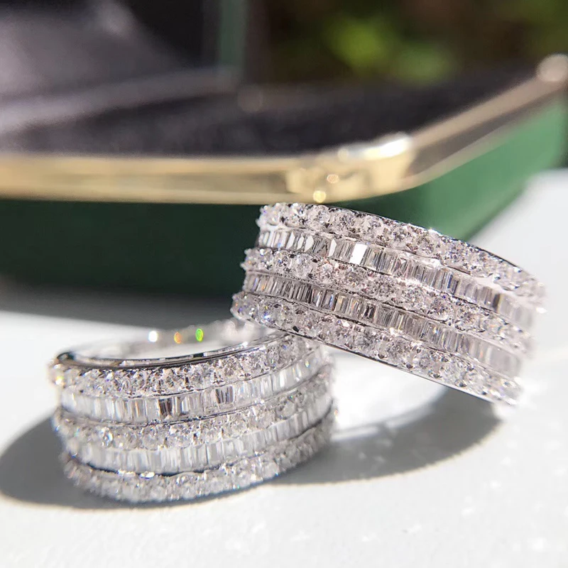 Цельное 18 к белое золото 1.0ct бриллиантовое кольцо с полудрагоценным бриллиантом FG цвет для женщин