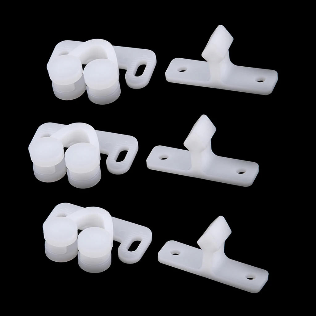 

3pcs White ABS Plastic Caravan Roller Catch Cabinet Door Drawer Ball Latch