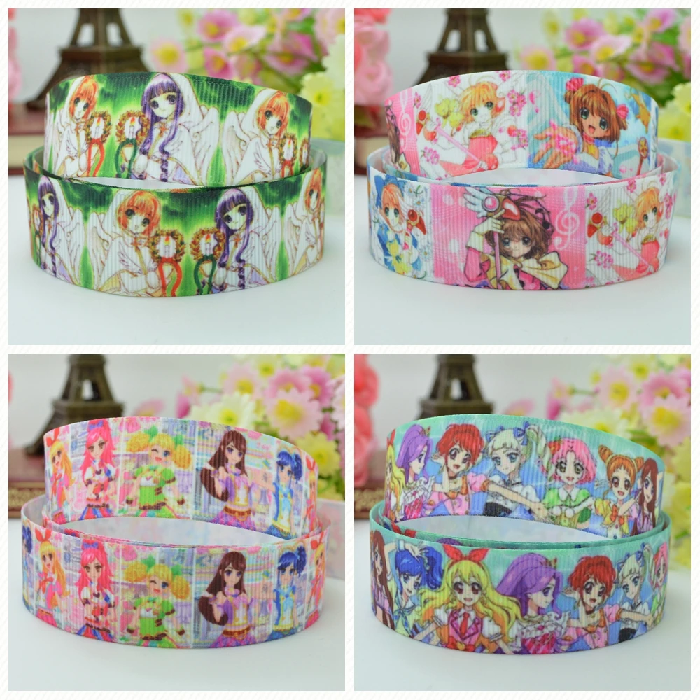 10 Yards 22mm 7/8" Cute Girls cartoon Printed grosgrain ribbon hair bow Headwear DIY hair accessories retail B0929