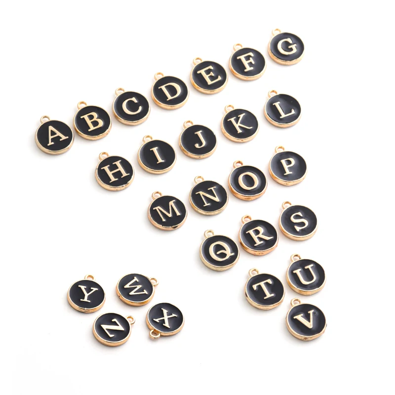 New 12*14mm A-Z Letter Charms Enamel Charms Alphabet Initial Letter Handmade Pendant For Diy Bracelet Jewelry Making Wholesale