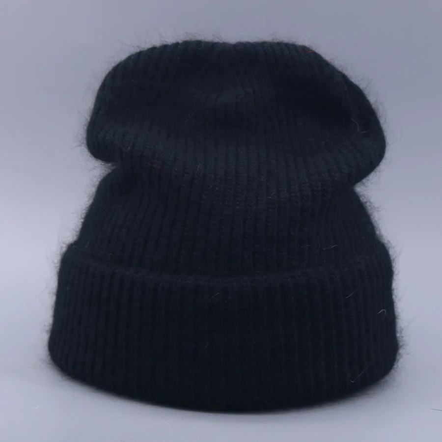 Осенне-зимние вязаные однотонные шапки бини, женские шапки Skullies, Женские винтажные шапки с кроличьим мехом, Лыжные шапки для девочек, новинка