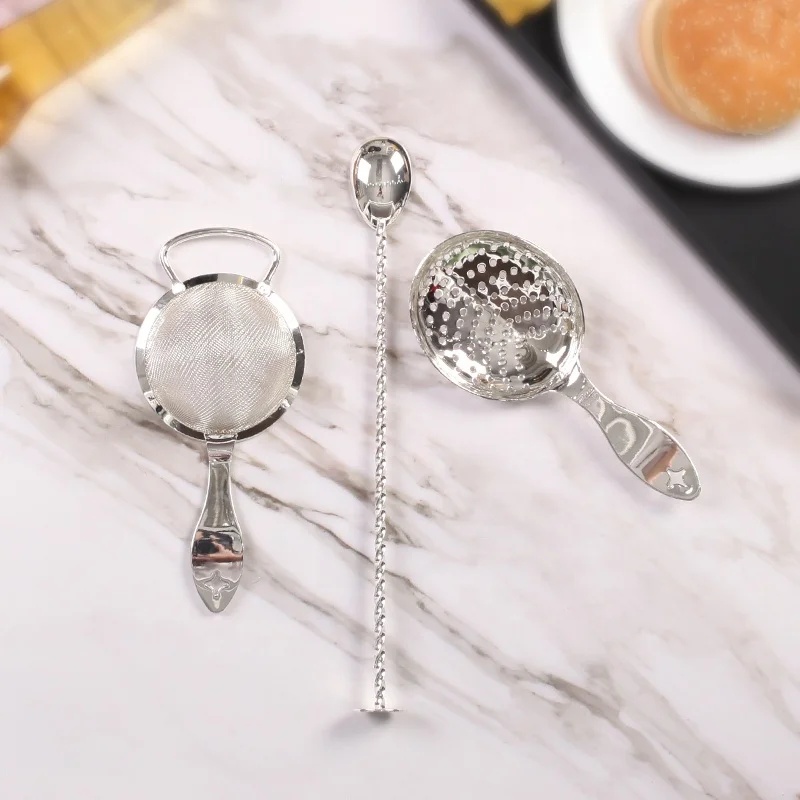 Stainless steel 3pcs Cocktail strainer mixing spoon bar bartending tool