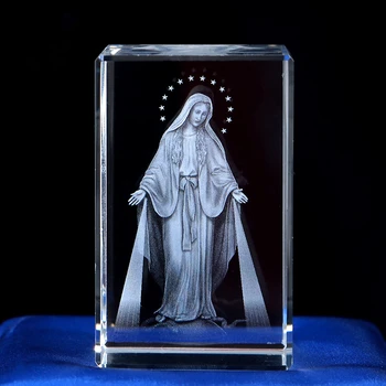 

K9 Crystal 3D laser engraving crafts Virgin Mary Christian Decor Ark Of The Covenant Inside carving gifts Church Souvenirs