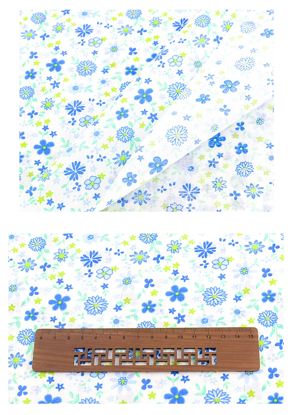 Teramila Grid Pattern Navy Blue Floral Plain Cotton Printed Patchwork Cloth Fabric for Art Sewing DIY Handmade Crafts Needlework