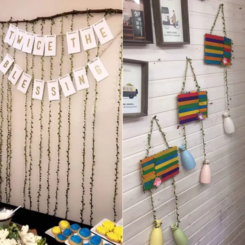 10 м искусственные лиственные листья гирлянды DIY дома стены сад свадебная вечеринка венки греческие дикие джунгли декоративные растительные зелени