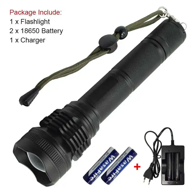 

Powerful Super Bright LED Flashlight 2500 Lumens Zoomable 5 Modes Tactical Torch Lamp Waterproof Outdoor Hunting Hiking Lantern