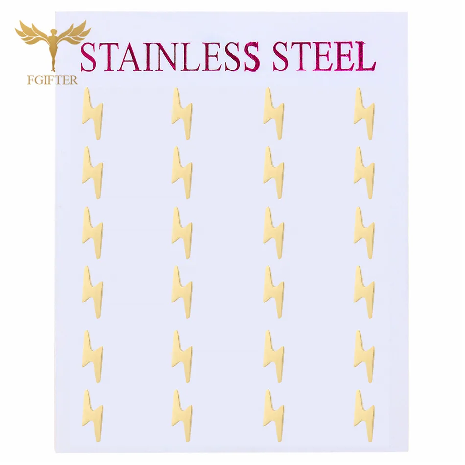 

Gold Earrings Set Lightning Design Style Stud Earring Wholesale Stainless Steel Jewelry Spiker Rock Women Men Accessories
