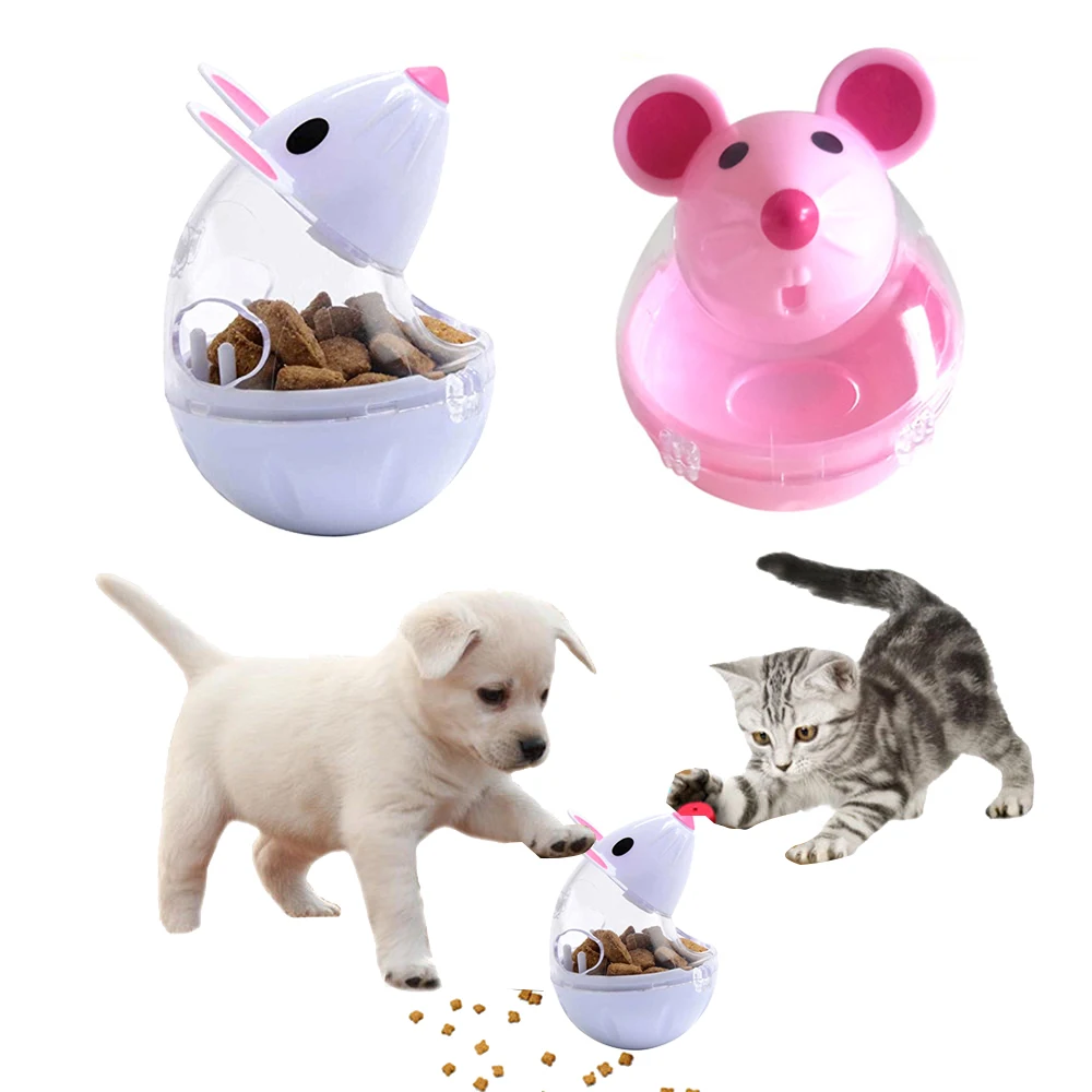 

Cat Tumbler Toy Pet Leakage Food Gift Exercise 5*7cm 2 Color Cat Feeders Container Funny Dog Training Mouse Shape Plastic