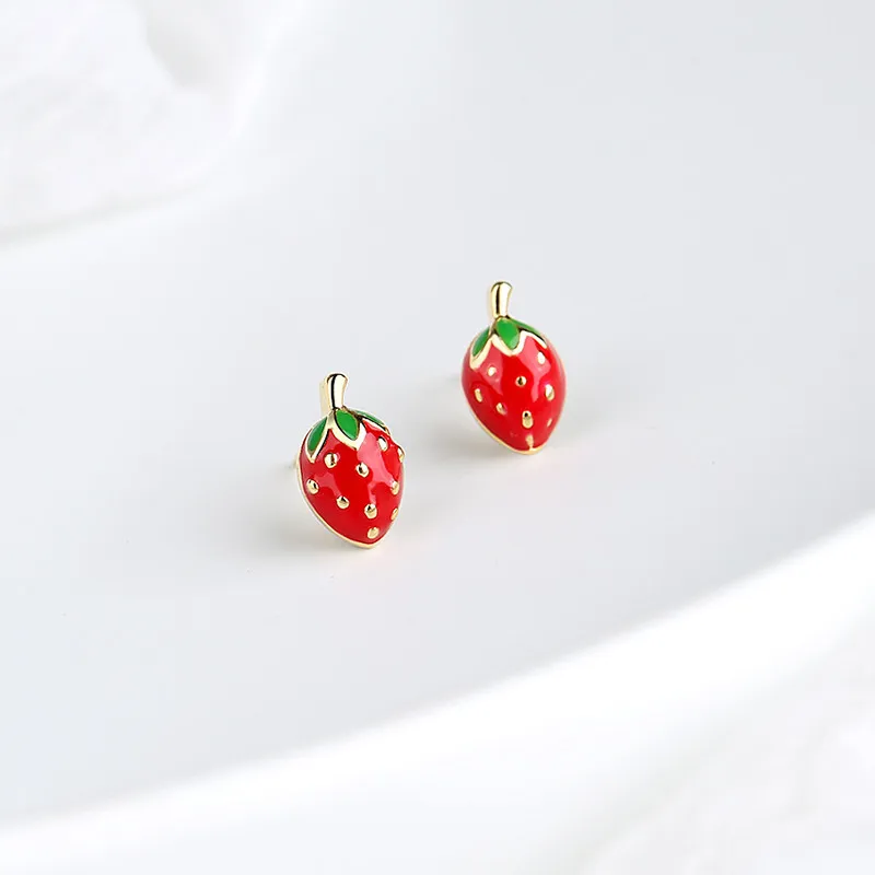 Jellystory Мода 925 серебро серьги с орнаментом в виде корейского стиля форме земляники