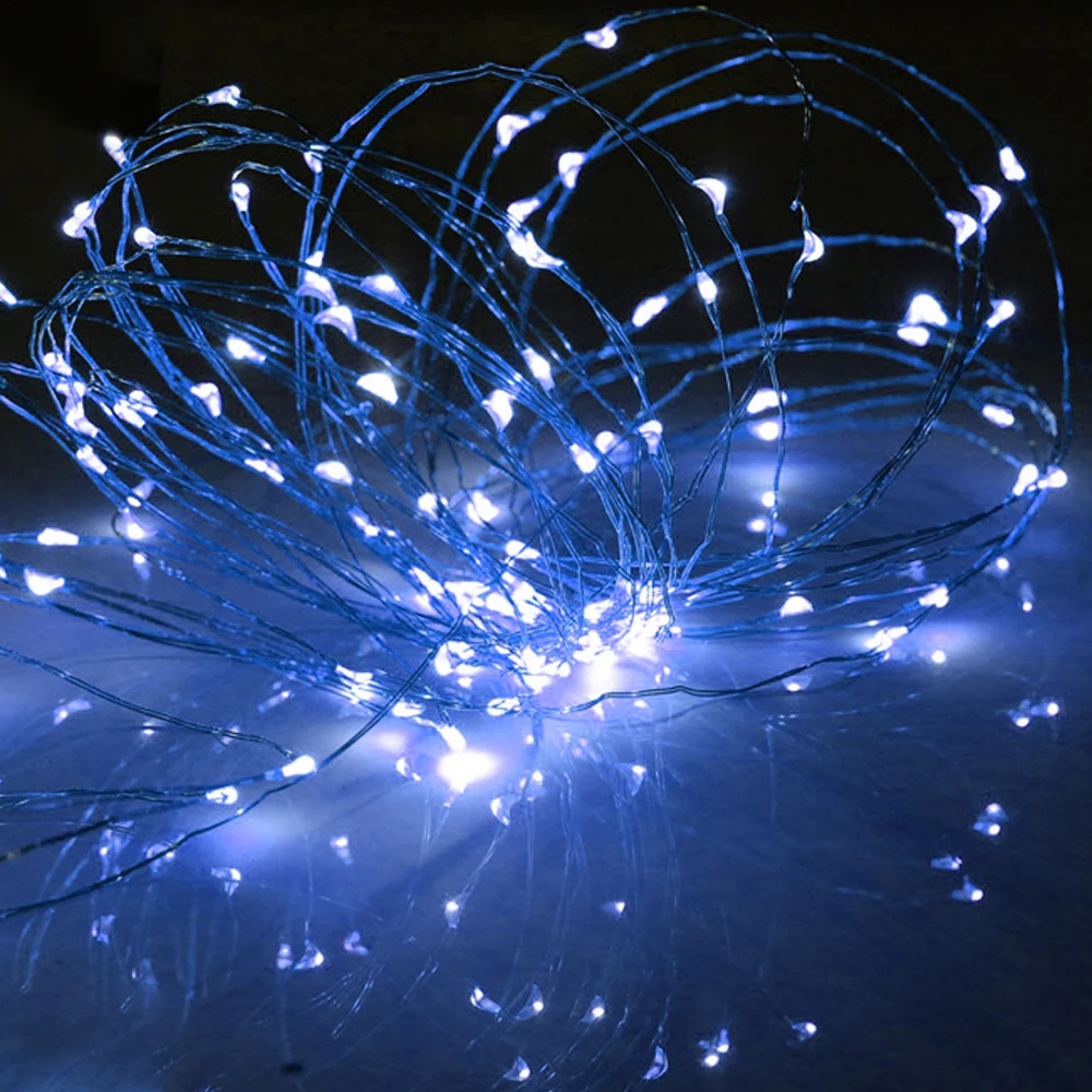 DIDIHOU 100/200LED гирлянды на солнечных батареях Открытый водонепроницаемый медный провод огни для украшения сада фестиваля - Испускаемый цвет: blue