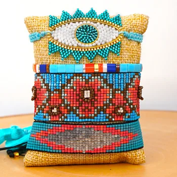 

ZHONGVI Adjustable MIYUKI Bracelet 3D Flower Jewelry Evil eye Bracelets For Women Handmade Loom Beads Bohemian Fashion Summer