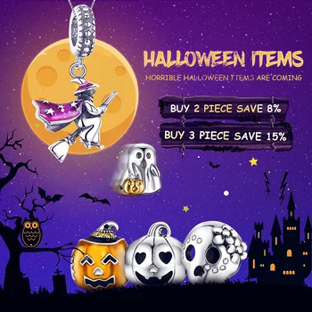 

Jiayiqi Horror Halloween Series Charms 925 Sterling Silver Beads Fit Women Pandora Charms Silver 925 Original Halloween Jewelry