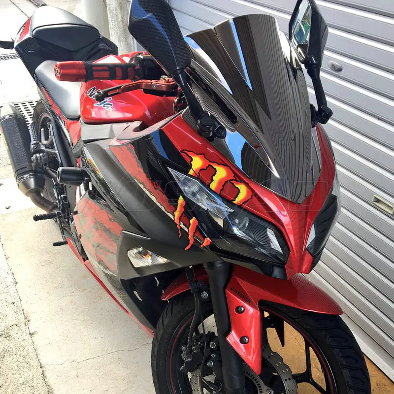 Мотоцикл двойной пузырь лобовое стекло ветер экран для 2013 Kawasaki Ninja 300 300R EX300 EX A B черный Иридиум