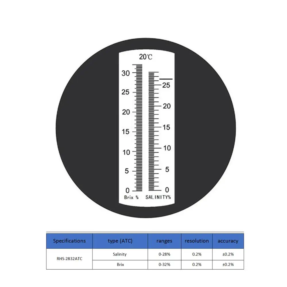 both scale brix salinity refractometer