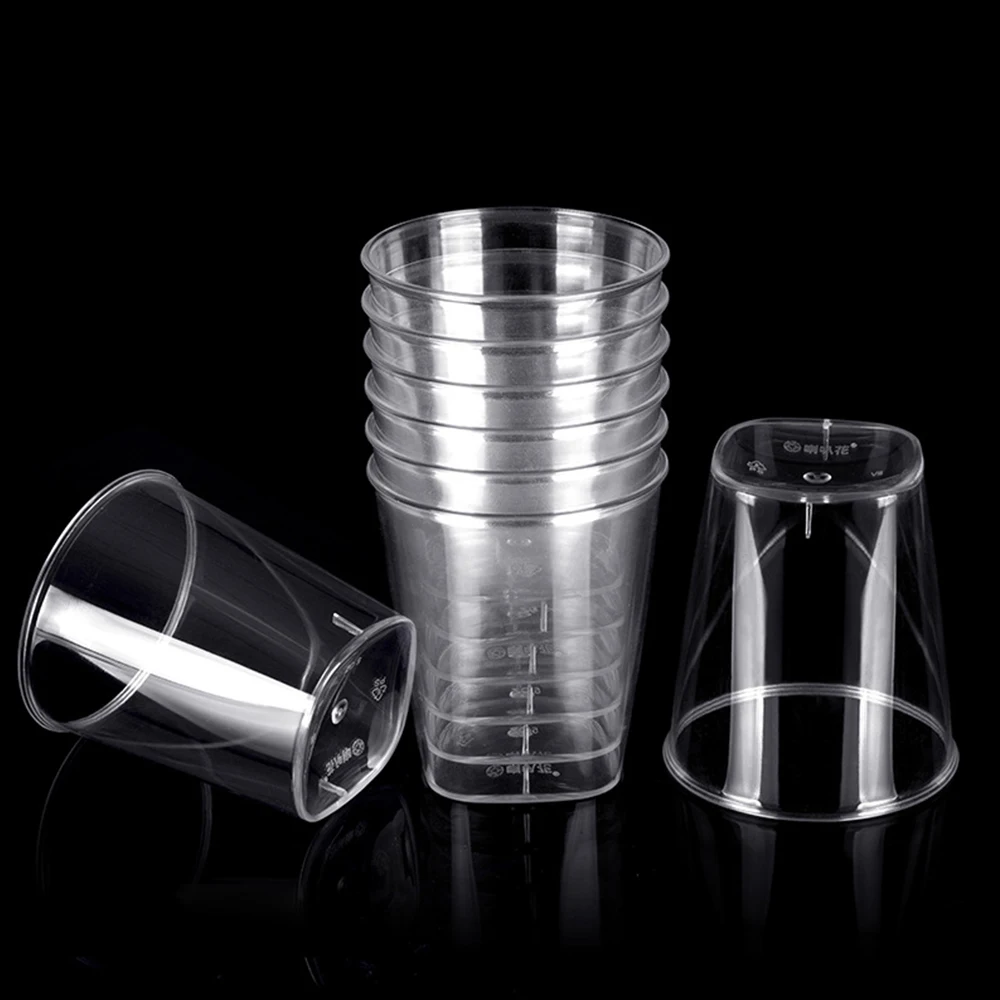 20PCS 50/200ml Disposable Glasses Double Drinking Shooter Cups Plastic  Disposable Clear Durable Tea Coffee Cups Party Tumblers