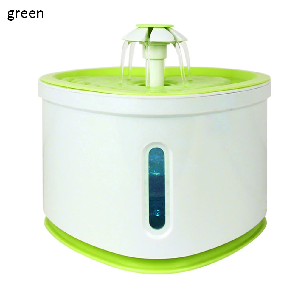 2.4L автоматический фонтан для домашних собак Светодиодный электрический USB Кот питомец Бесшумная поилка питатель чаша питоофонтан питьевой воды диспенсер - Цвет: 2L green