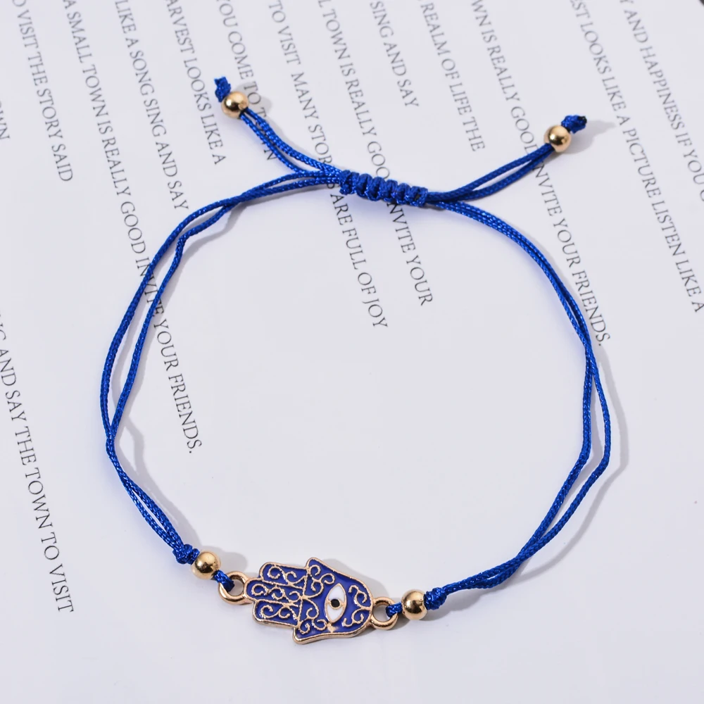 12pcs/Sets Fatima Hand Evil Eye Braided Bracelets for Women Girls Handmade Adjustable Rope Chain Bracelet Yoga Anklets Jewelry