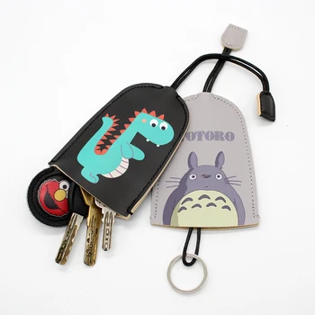 

Creative Cartoon Leather Key Wallets Lovely Key Chains Cover Soft leather Pull type Car Key Bag Women Key ring Holder Case