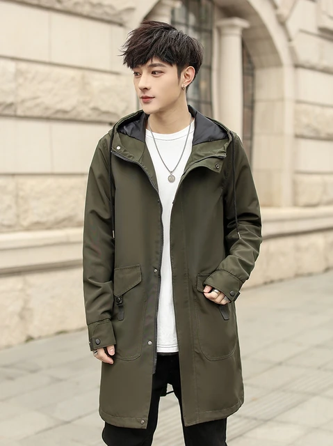 Black Windbreaker Jacket Spring Autumn Casual Long Windbreaker Streetwear Coat Gabardina Hombre Trench BG50FF - AliExpress Men's Clothing