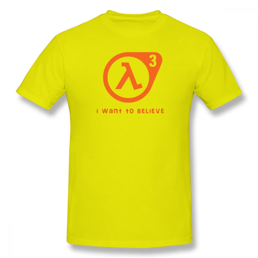 Yellow one yona Half Life T Shirt Half Life 3 I Want To Believe T-Shirt 100 Percent Cotton Cute Tee Shirt Basic Short Sleeve Man Tshirt - Цвет: Yellow