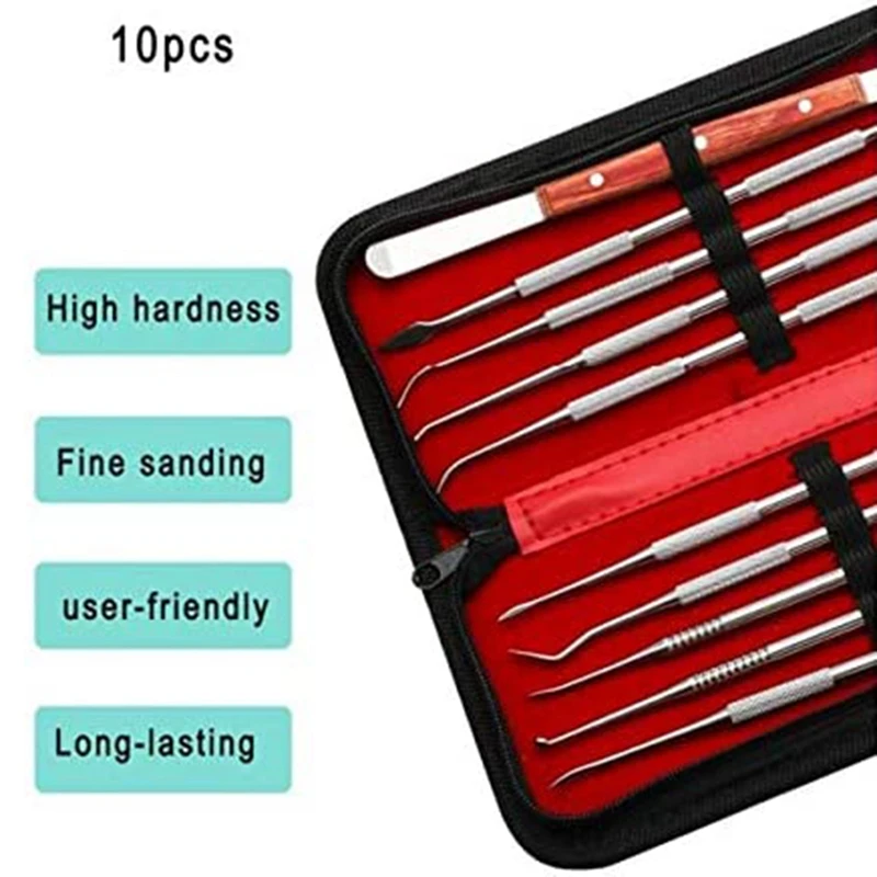 10Pcs Stainless Steel Carving Tools, Wax Carving Tools,With Storage Bag, Carving Set, Portable And Easy To Clean horizontal boring machine wood
