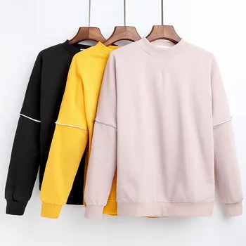 

Women Hoodies Sweatshirt 2020 Autumn Casual Solid Color Young Girls Plus Size Hoodies