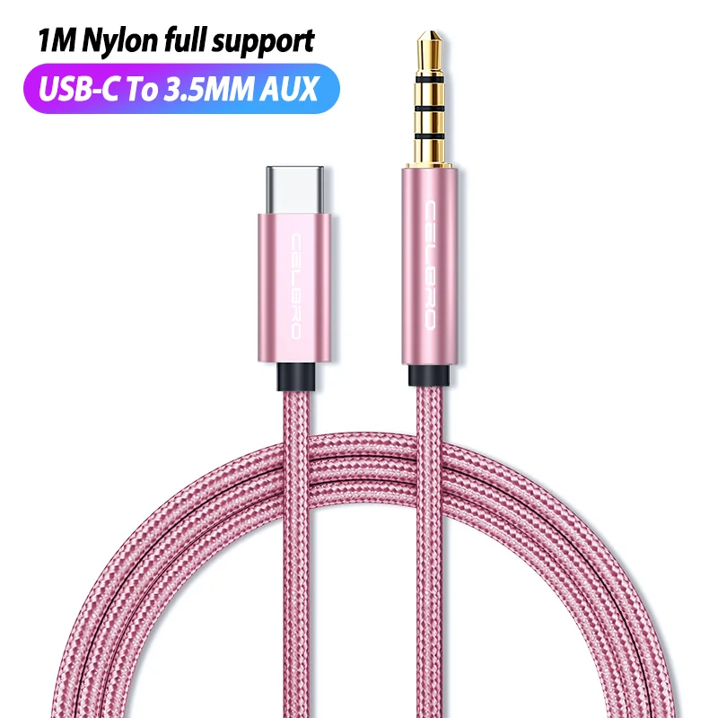 1m pink Обновление Usb type C до 3,5 мм разъем для наушников 3,5 аудио кабель type C штекер до 3,5 мм Штекер кабель адаптер для гарнитуры для samsung Note 10 - Цвет: 1m pink