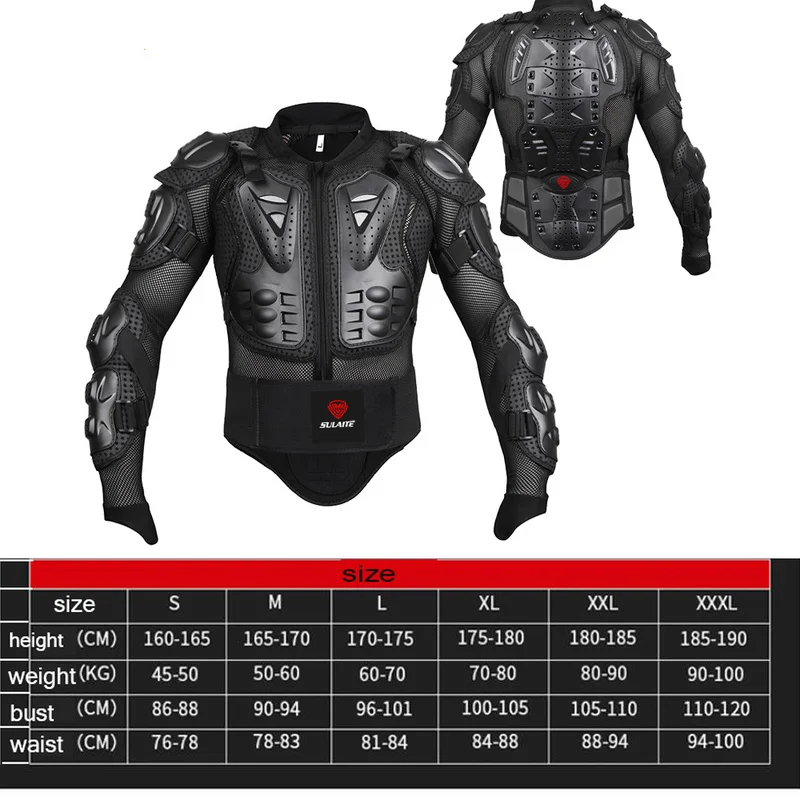 

motorcycle armor jacket Motorcycle Body Armor Shirt Jacket Motocross Back Shoulder Protector Gear S-4XL Black Veste de moto