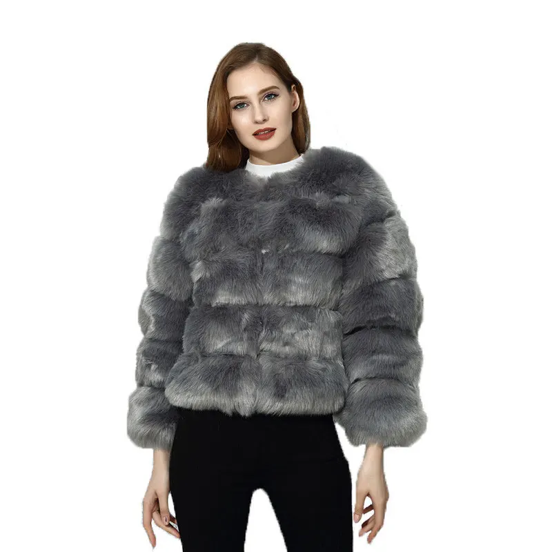 Abrigo de piel sintética esponjosa para mujer, chaqueta de invierno, abrigo grueso y cálido a la moda, abrigos de piel de imitación de zorro Chaqueta de piel femenina, abrigo informal para fiesta