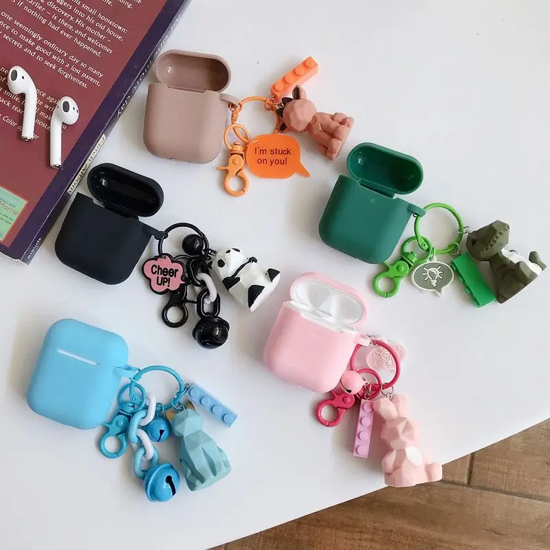 Чехол для наушников Apple AirPods с объемным мультяшным динозавром Bluetooth мягкий чехол