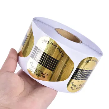 

500pcs Nail Form For Acrylic UV Gel Tip Square Paper Golden Nail Extension Guide French Nails Art Tool Self-Adhesive Sticker