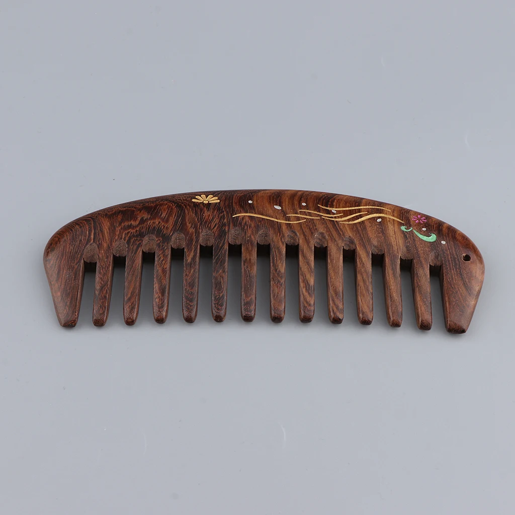 Handmade Sandalwood Wide Tooth Wooden Mustache Comb Detangling Hair Comb