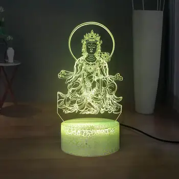

RGB 7 color Change Sensor Touching 3D Visual Desk Lamp Buddhism Guanyin Bodhisattva USB MINI LED Buddhist faith Night Light Gift
