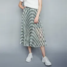 Французская домашняя Высококачественная клетчатая юбка для женщин, новинка, плиссированная юбка выше колена, эластичная резинка на талии, длинная Плиссированная юбка, Осень-зима