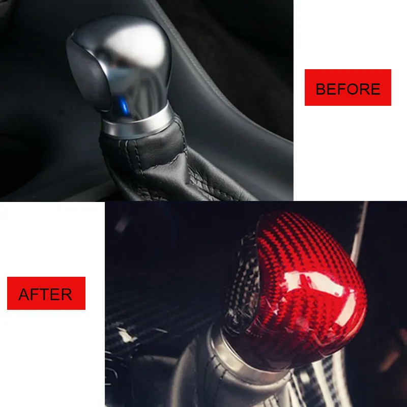 

For Toyota CHR 2018 2019 Carbon Fiber Black and Red Car Gear Shift Knob Center Console Sticker Speed Head Ball Lever Refit