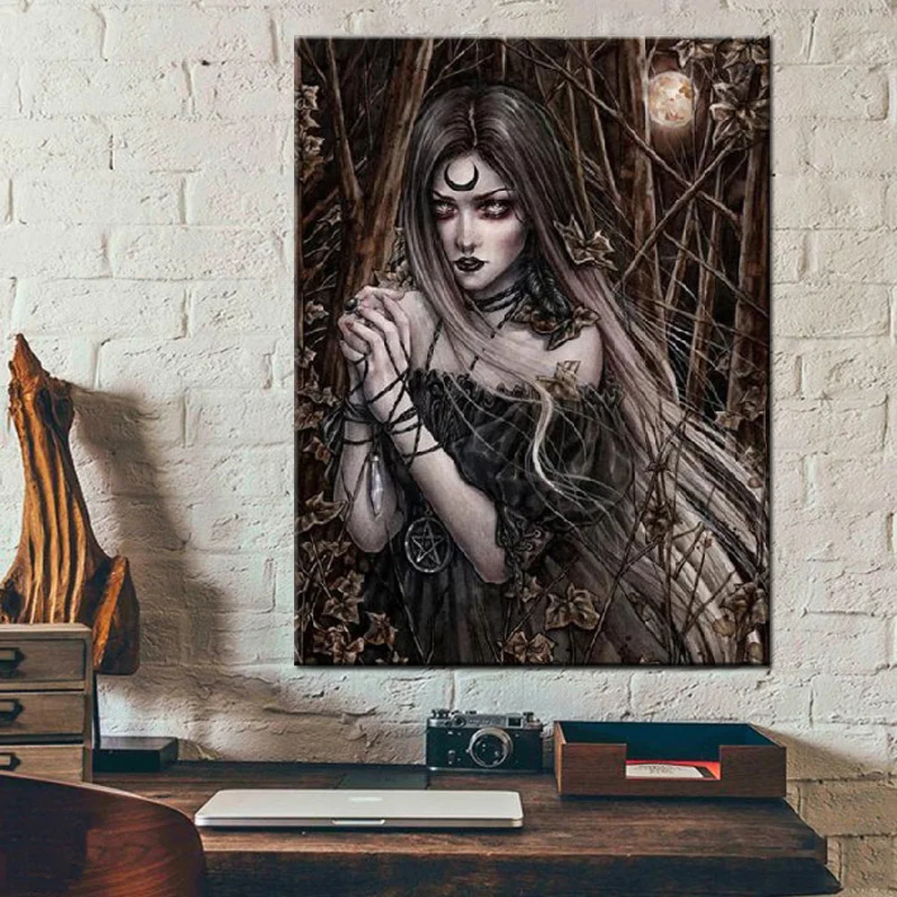 Diablo system Diamond Painting 5D DIY night Sexy girl in black Full round Embroidery Picture Mosaic Kit Home Decoration | Дом и сад