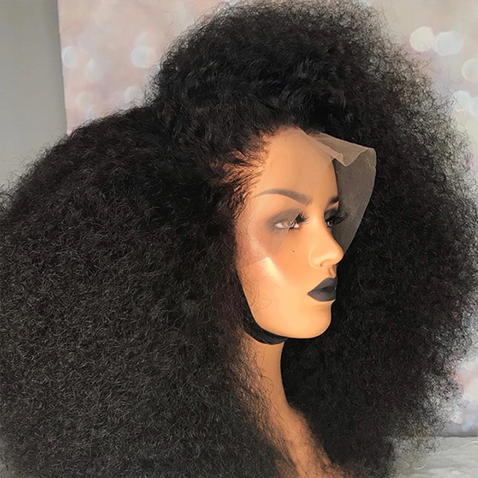 Front Human Hair Afro Kinky Curly Wigs Black Women - Mongolian Afro Kinky  Curly - Aliexpress