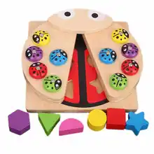 2 в 1 Монтессори Обучающие деревянные игрушки для детей 3D Пазлы геометрический матч и магнитные рыболовные игры Детская деревянная игрушка, подарок