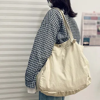 

2020 Fashion Women's Retro Solid Color Large Capacity Canvas Shoulder Bag Korean Style Shopping Beach Bag handbag Crossbody bag