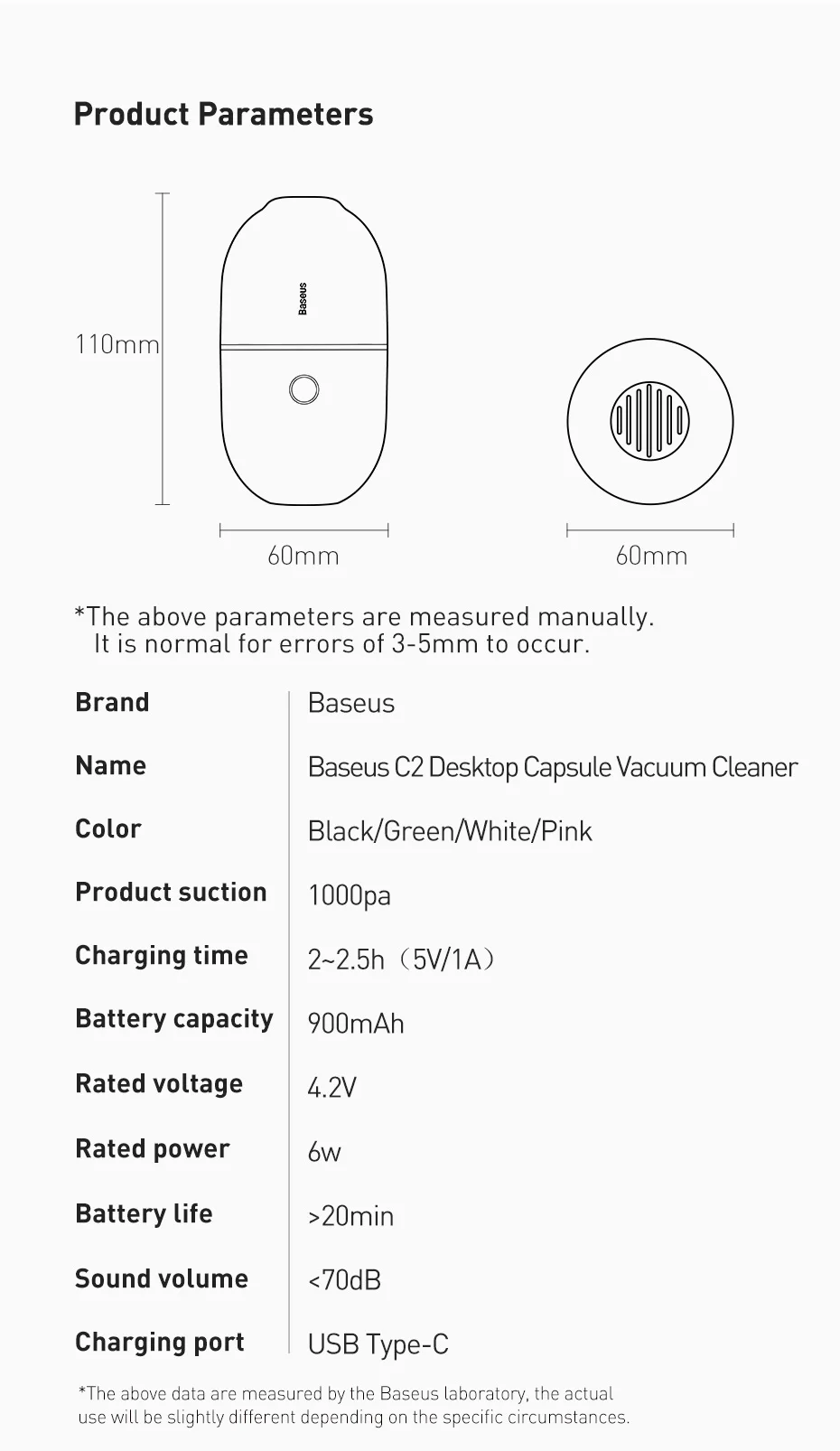 Baseus Wireless Mini Vacuum Cleaner 1000Pa Small Handheld Car Interior Desktop Dust Cleaning Tool Portable Car Vacuum Cleaner