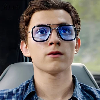 

Iron Man Sun Mirror Men's Square Metal Frame Sunglasses Transparent Lenses Large Frame Retro Sunglasses Luxury Fashion Sunglasse