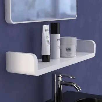 

New U Shape Wall Mounted Bathroom Wall Shelf Suction Floating Rack Storage Organizer