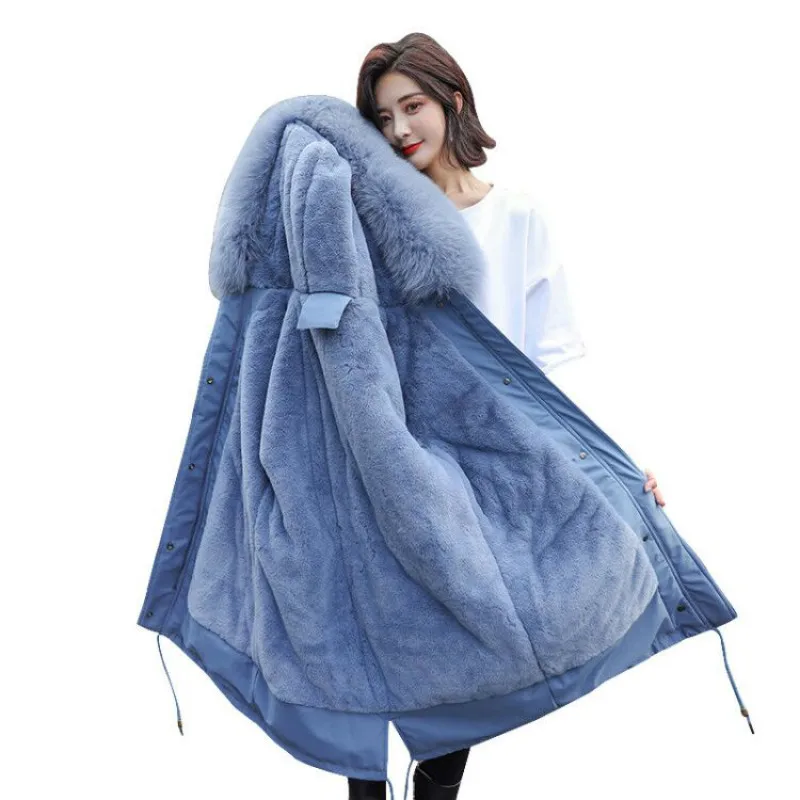 FORERUN, длинное зимнее пальто, шерстяная подкладка, плюш, хлопок, натуральный мех, с капюшоном, водонепроницаемые женские парки, Mujer,-30 градусов Цельсия