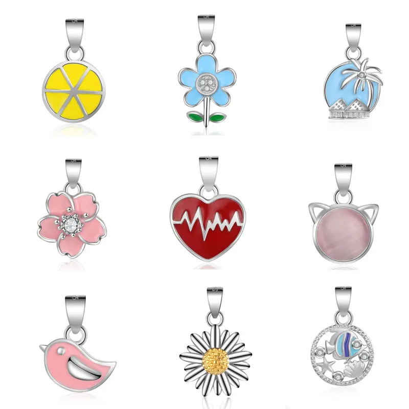 

2pcs/lot flower heart bird pendant tag fish enamel charm DIY accessories of necklace bracelet headdress
