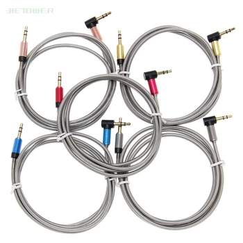 

3.5mm Jack Audio Cable Male to Male metal ring Right Angle Elbow 90 degree car Aux Auxiliary Cord for Phone PC wholesale 300pcs