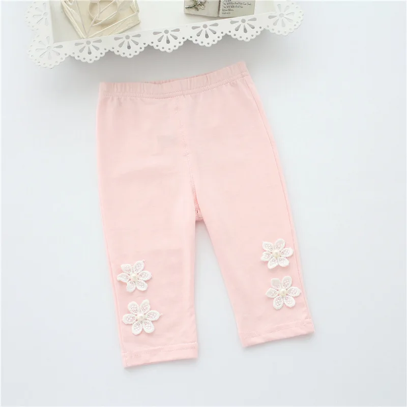 Idea Fish Childrenswear Girls Summer Season New Arrival Cute Versatile Cropped Leggings Two Flower Small Flower 7101