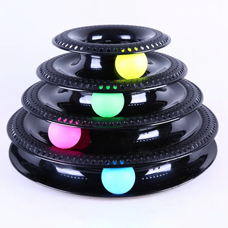 

Funny Pet Interactive Toy Cat Colorful 3/4-Layer Plastic Tower Tracks Toy With Balls For IQ Traning